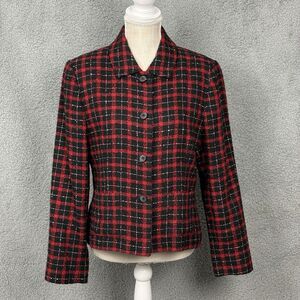Amanda Smith vintage Plaid Blazer Button Womens 12, Career, Office Mohair Blend